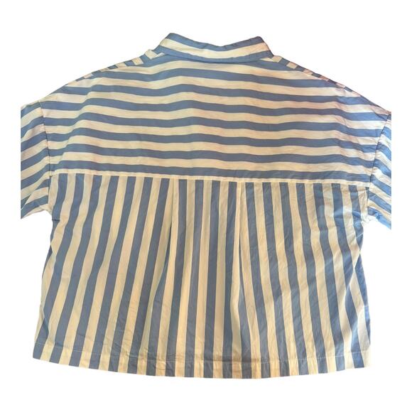 Kule The Keaton Crop Button Down Shirt white & sky blue size small - Picture 10 of 14
